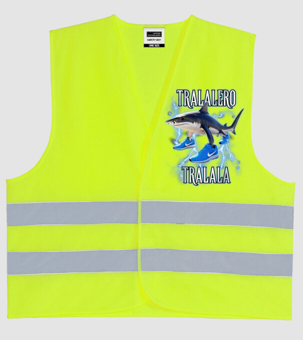 Tralalero Tralala model galben neon pe tricou