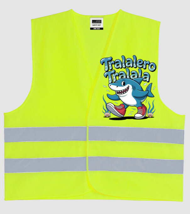 Tralalero Tralala drăguț model galben neon pe tricou