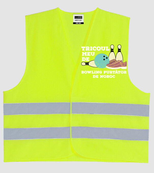 tricoul meu de bowling purtător de noroc model galben neon pe tricou