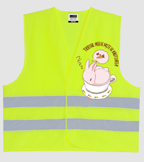 tricoul meu de Paște de băut cafea model galben neon pe tricou