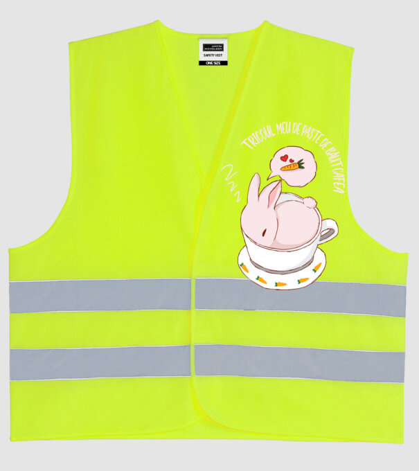 tricoul meu de Paște de băut cafea model galben neon pe tricou