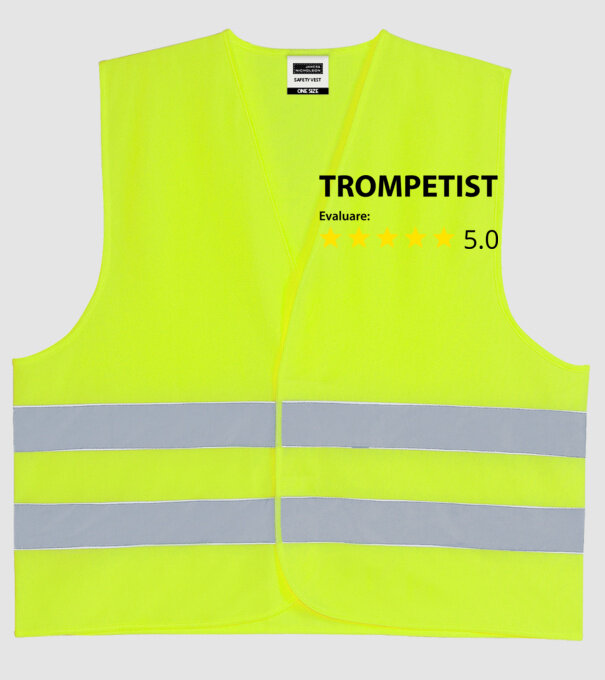 trompetist evaluare model galben neon pe tricou