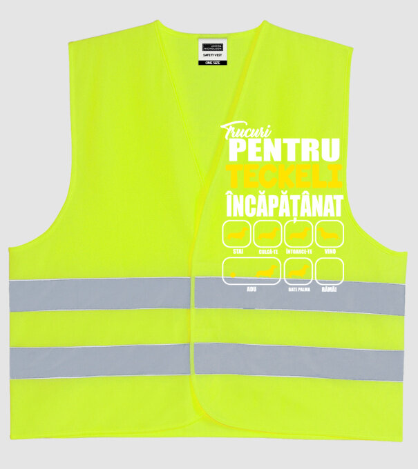trucuri pentru Teckeli încăpățânați stai culcă-te întoarce-te vino adu bate palma rămâi model galben neon pe tricou