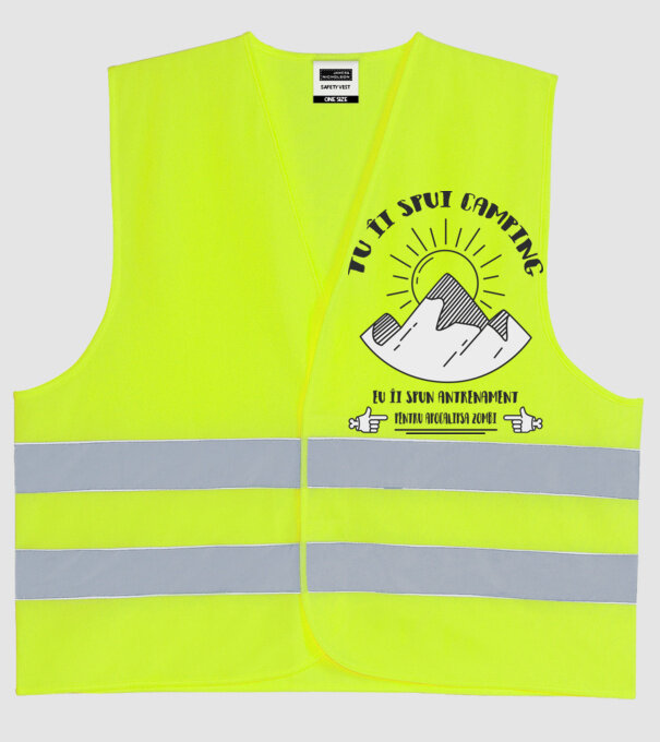tu îi spui camping, eu îi spun antrenament pentru apocalipsa zombi model galben neon pe tricou