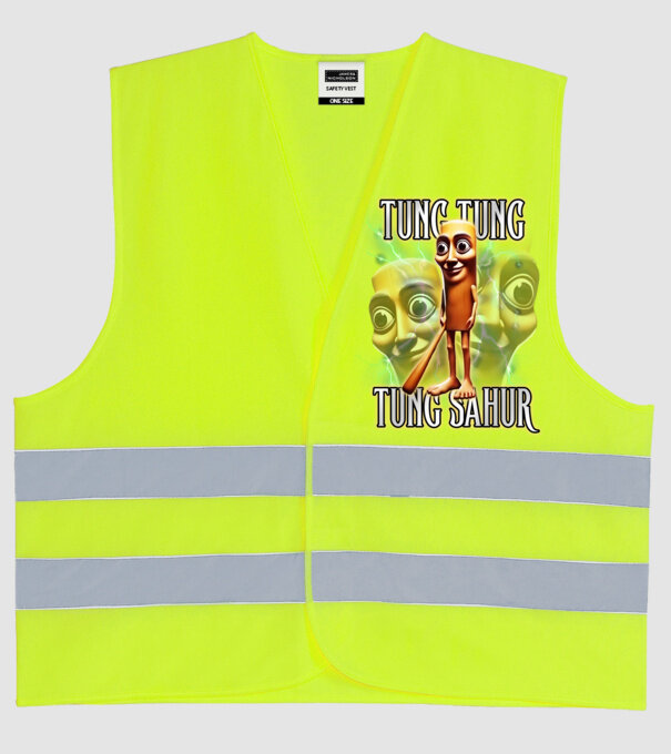 Tung Tung Tung Sahur model galben neon pe tricou