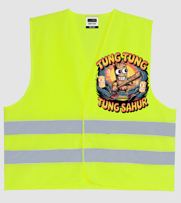 Tung Tung Tung Sahur Retro model galben neon pe tricou