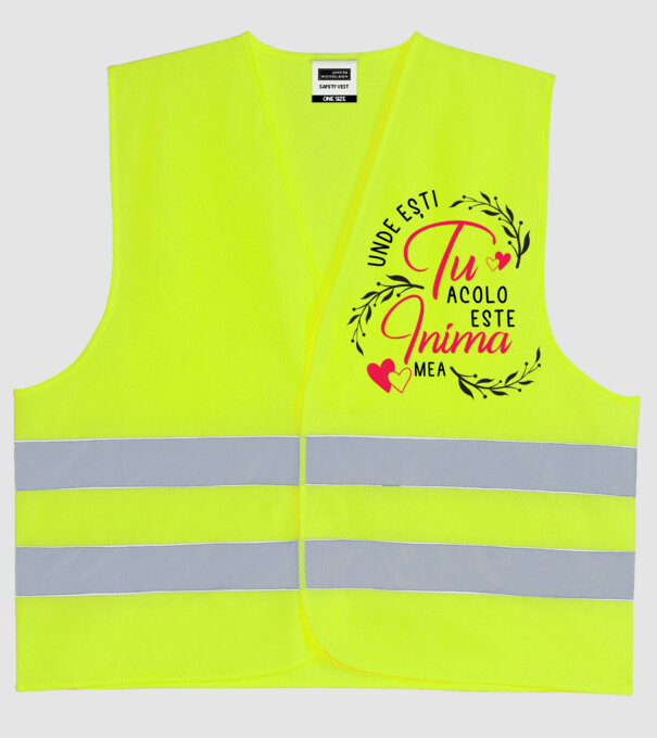 Unde ești tu, acolo este inima mea model galben neon pe tricou