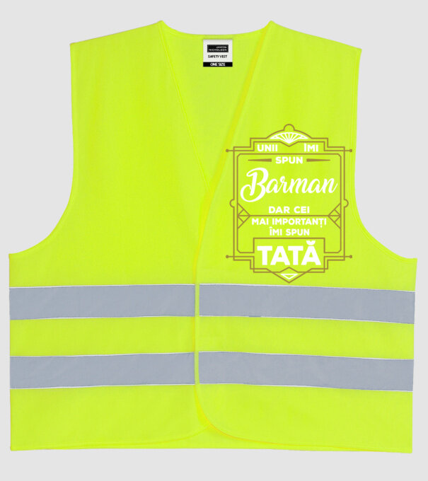 Unii îmi spun Barman, dar cei mai importanți îmi spun tată model galben neon pe tricou