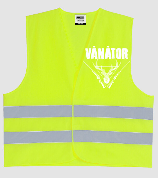 vânător model galben neon pe tricou