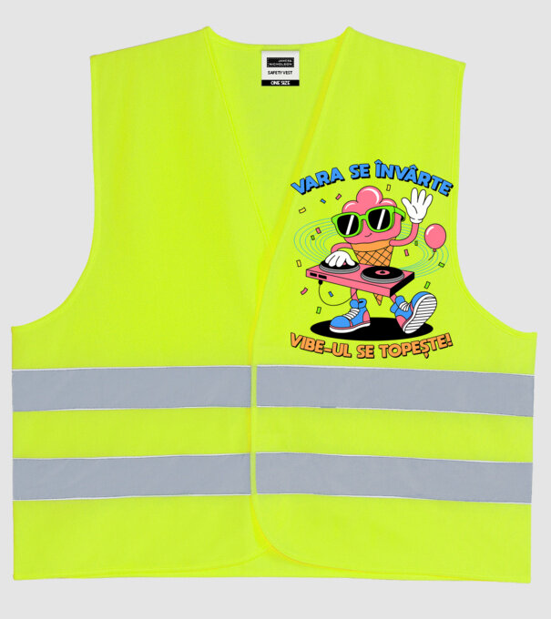 Vara se învârte model galben neon pe tricou