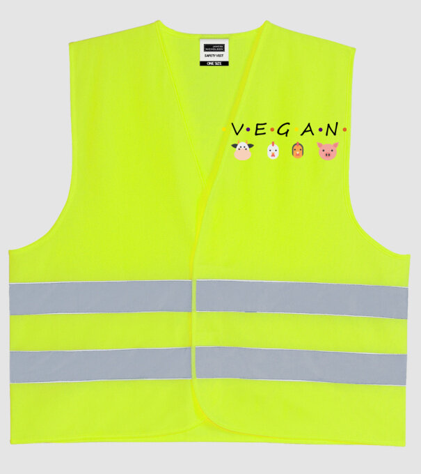 Vegan friends model galben neon pe tricou