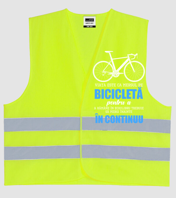 Viața este ca mersul pe bicicletă, pentru a rămâne în echilibru trebuie să mergi înainte în continuu model galben neon pe tricou