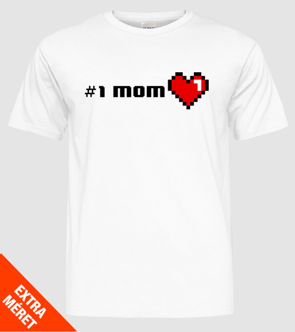 8bit mom number one model alb pe tricou