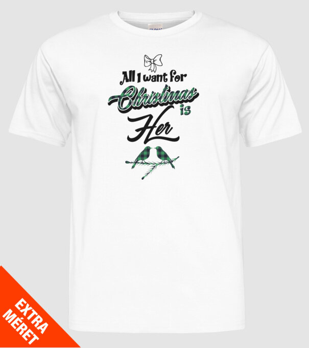 All i want for Christmas is Her model alb pe tricou