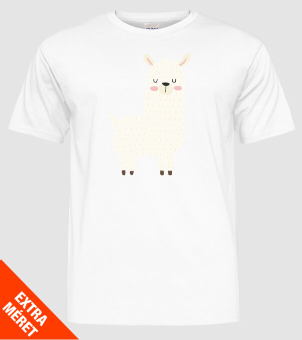 Alpaca model alb pe tricou