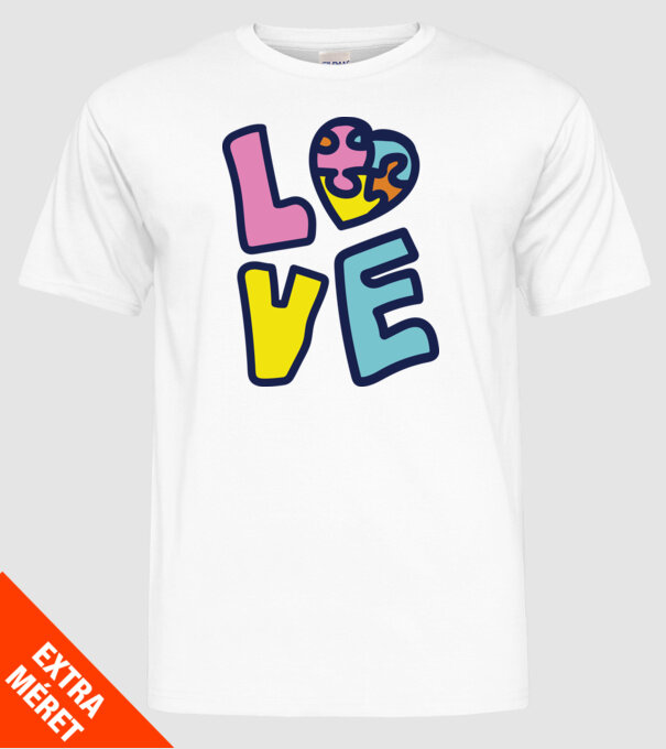 Ziua Mondială a Autismului LOVE model alb pe tricou