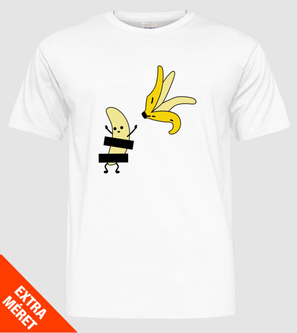 Cuplu Banană fată model alb pe tricou
