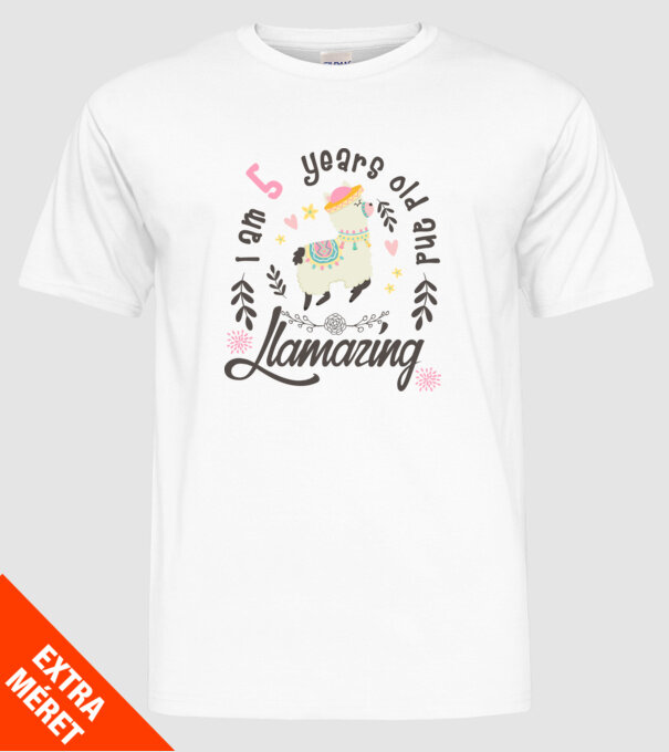 Birthday Llamazing 5 years old model alb pe tricou