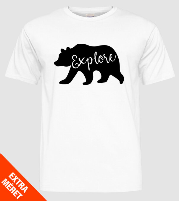 Bear left explore model alb pe tricou