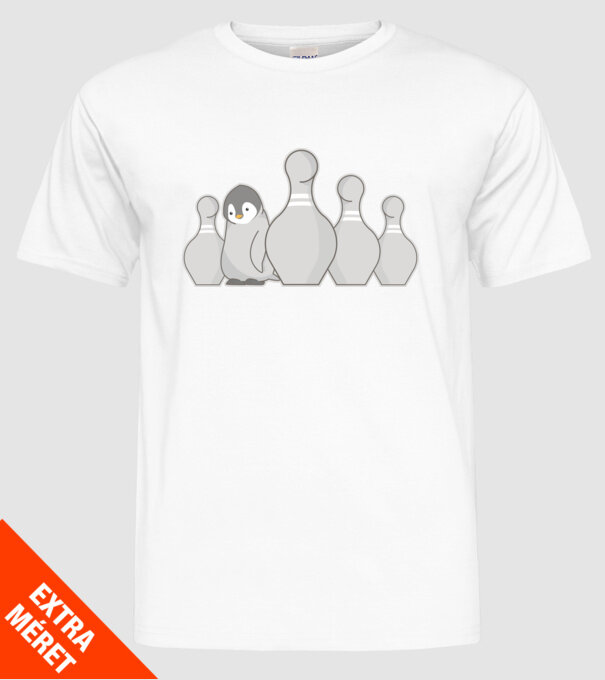 Bowling pinguin model alb pe tricou
