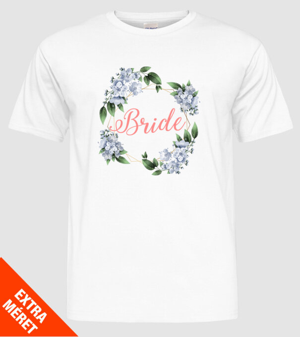 BRIDE blue floral model alb pe tricou