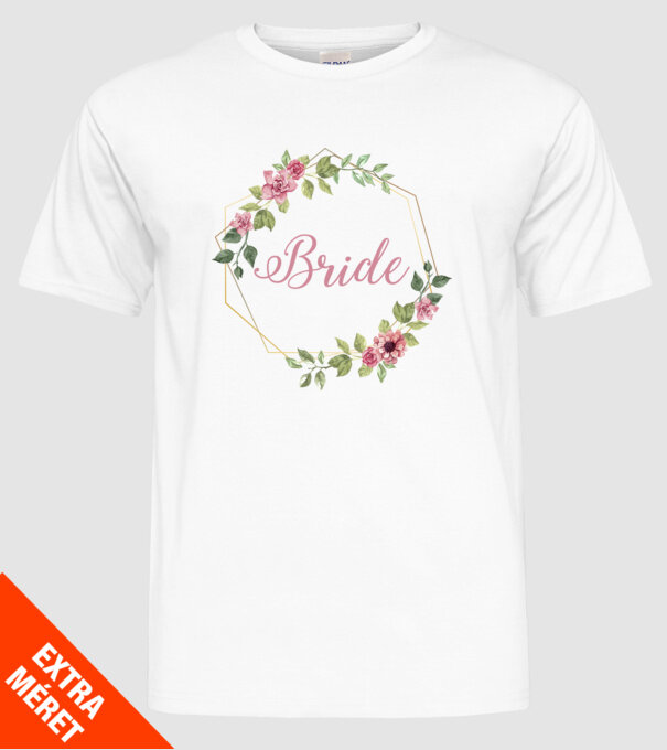 BRIDE pink floral model alb pe tricou