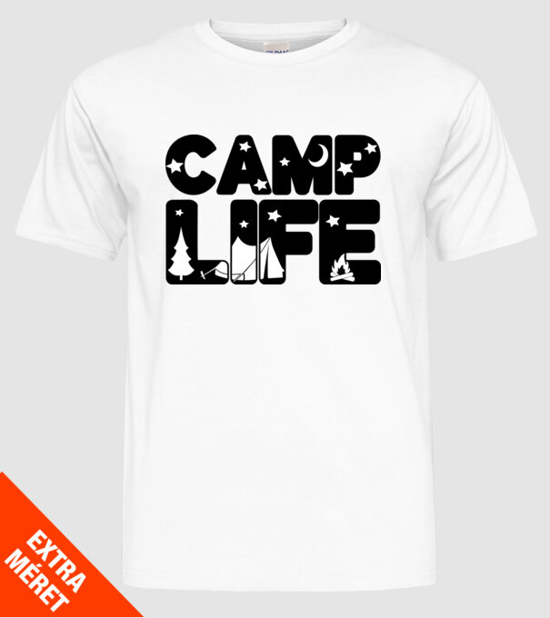 Camp life 2c model alb pe tricou