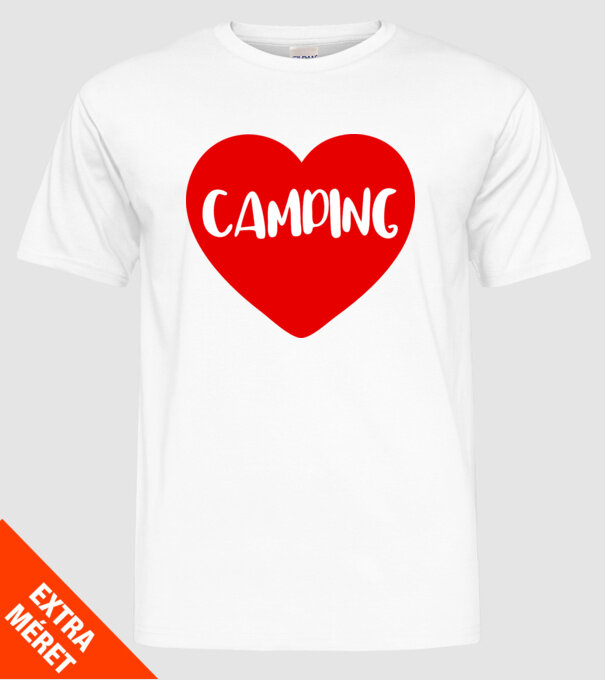 Camping heart model alb pe tricou
