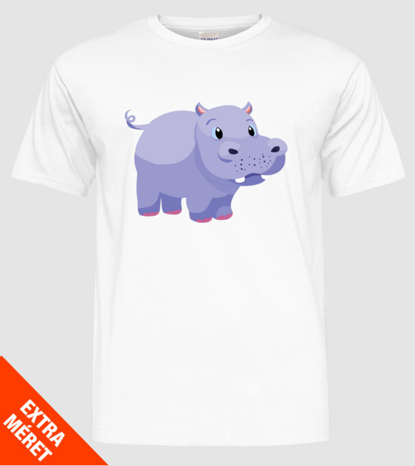 Hipopotam drăguț model alb pe tricou