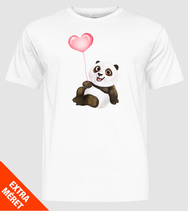 Cute panda with heart model alb pe tricou