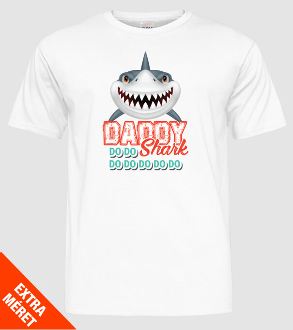 Daddy shark model alb pe tricou