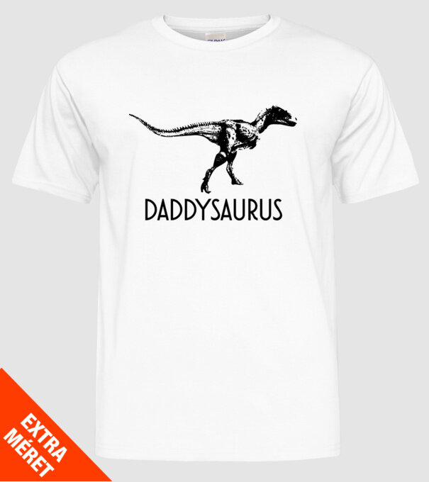 Familia de dinozauri Daddysaurus model alb pe tricou