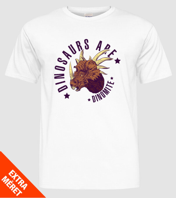 Dinomite model alb pe tricou