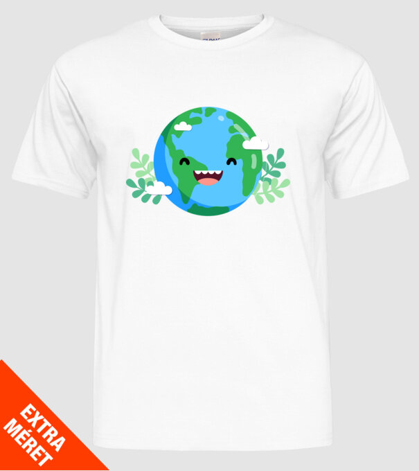 Earth smiley model alb pe tricou