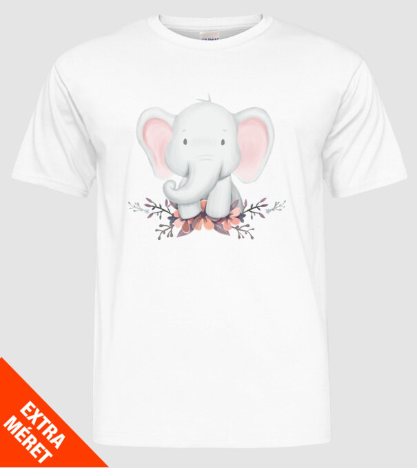 Elefant cu flori model alb pe tricou