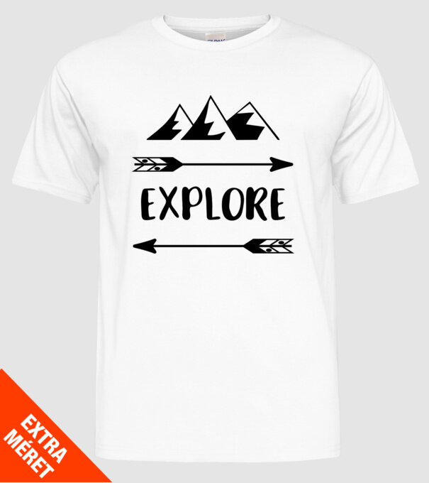 Explore mountains model alb pe tricou