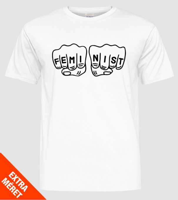Feminist model alb pe tricou