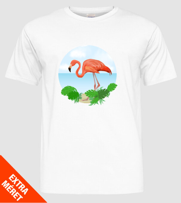 Flamingo model alb pe tricou