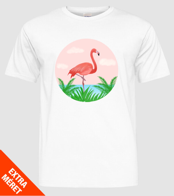 Flamingo model alb pe tricou