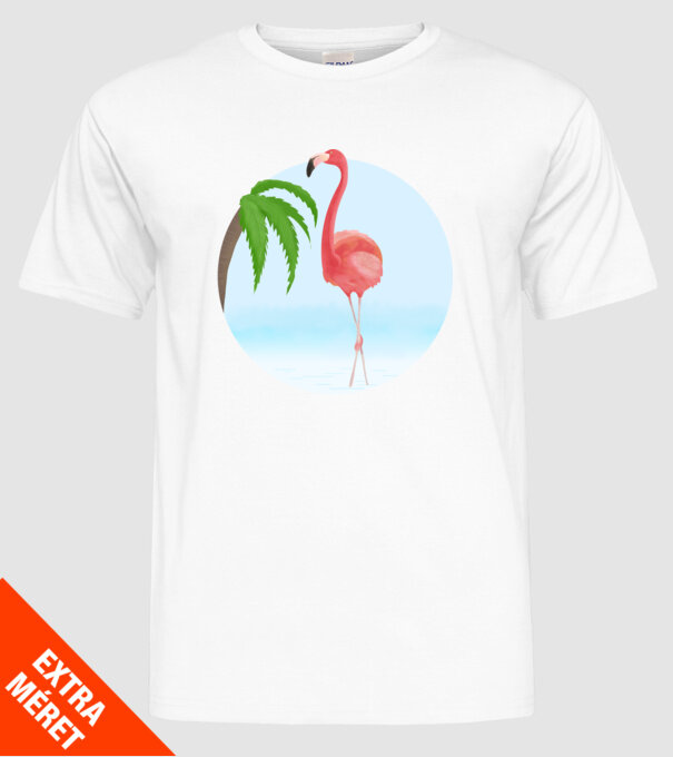 Flamingo model alb pe tricou