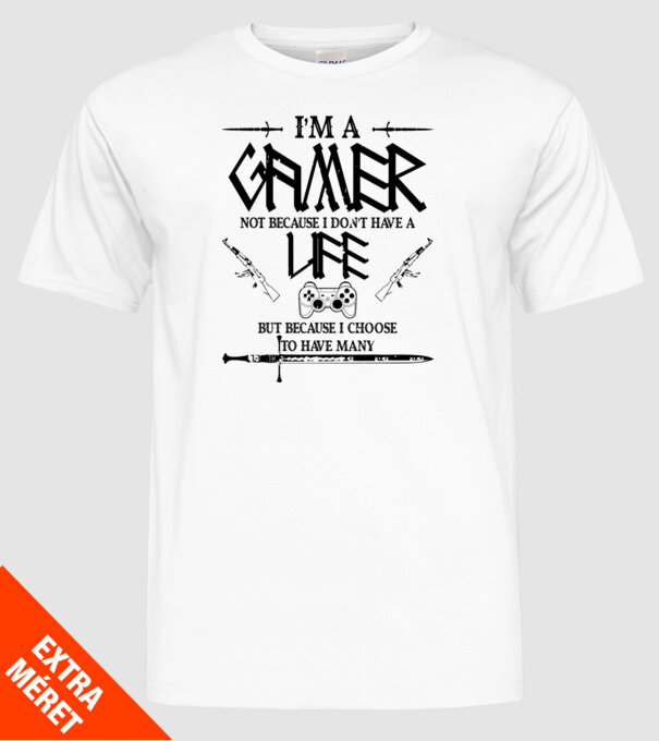 Gamer Life model alb pe tricou