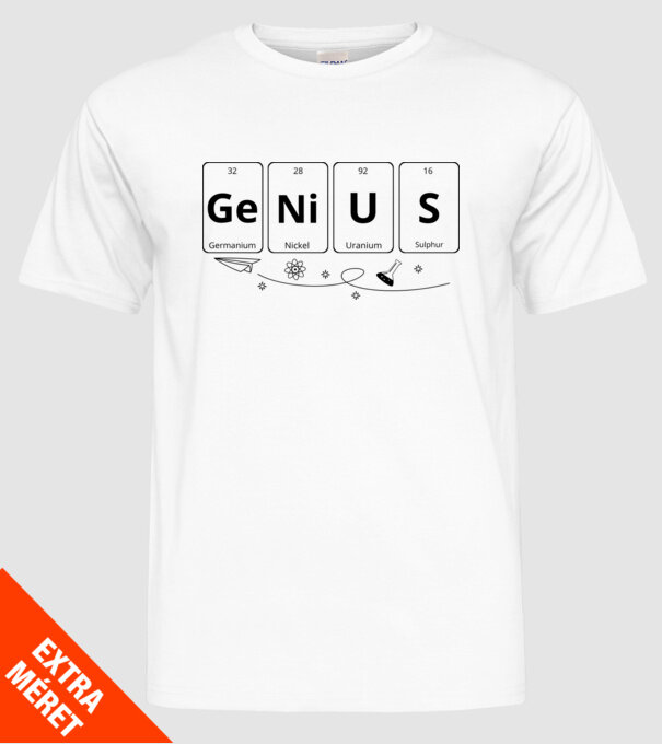 Genius periodic model alb pe tricou