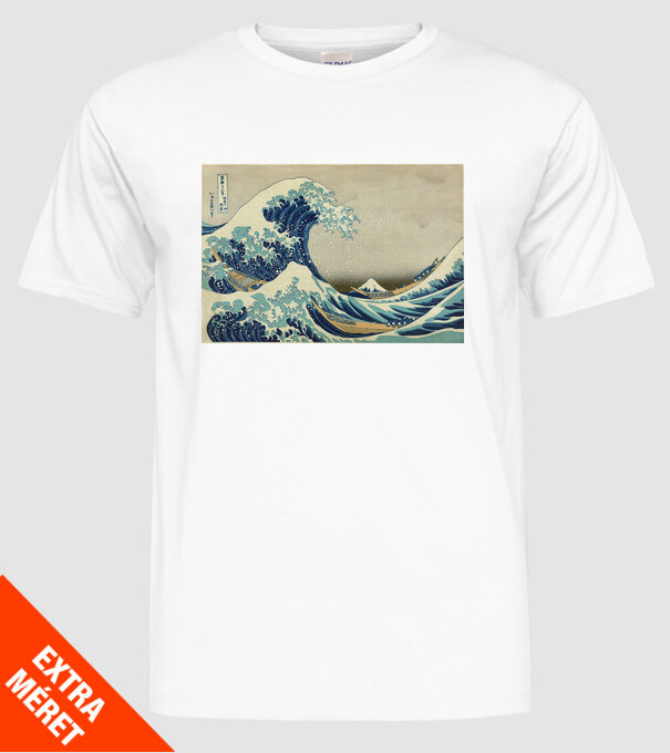 Great Wave of Kanagawa mască model alb pe tricou