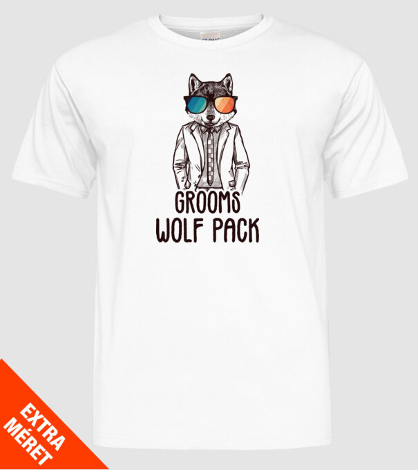 Grooms wolf pack model alb pe tricou