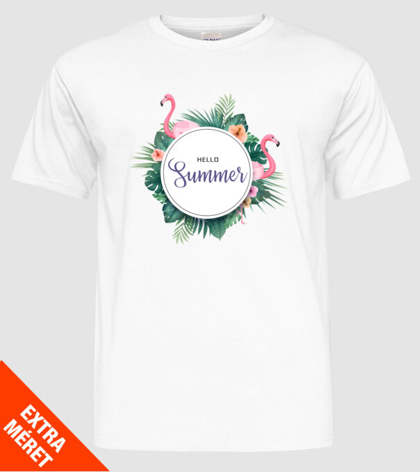 Hello summer model alb pe tricou