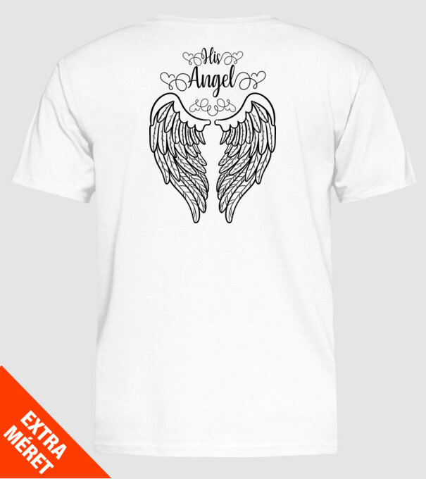 His Angel model alb pe tricou