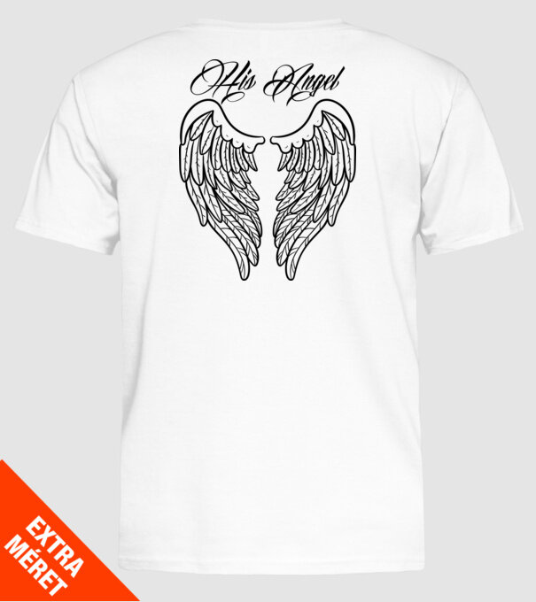 His Angel model alb pe tricou