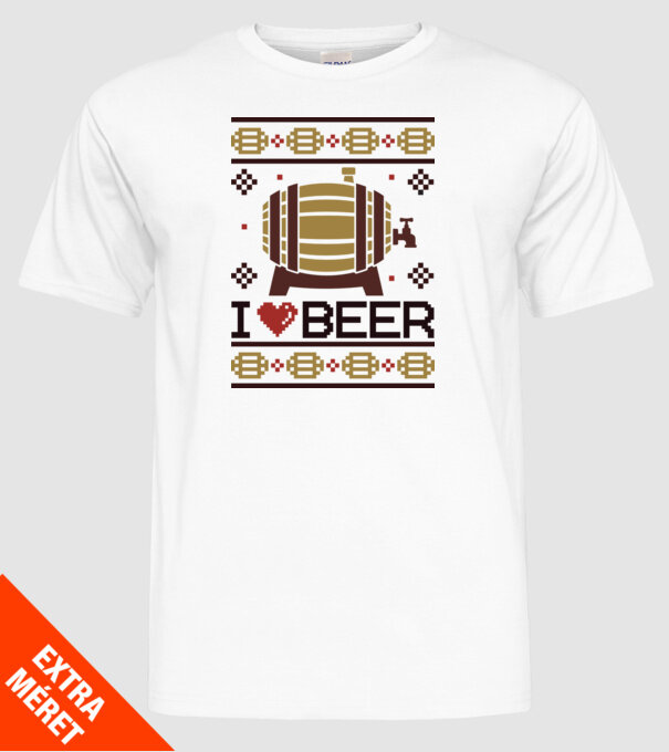 I love beer ugly sweater model alb pe tricou