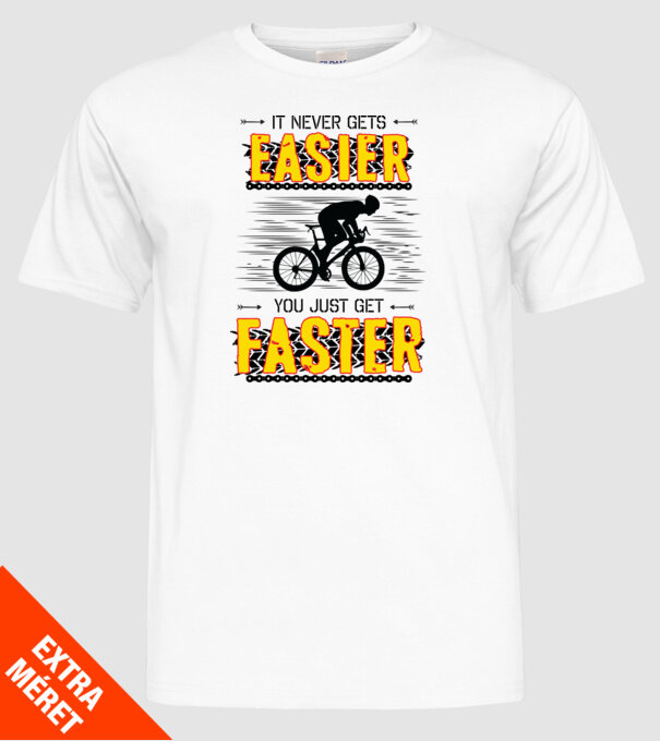 it never gets easier model alb pe tricou