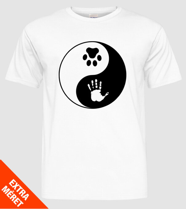 Yin-Yang Dog model alb pe tricou